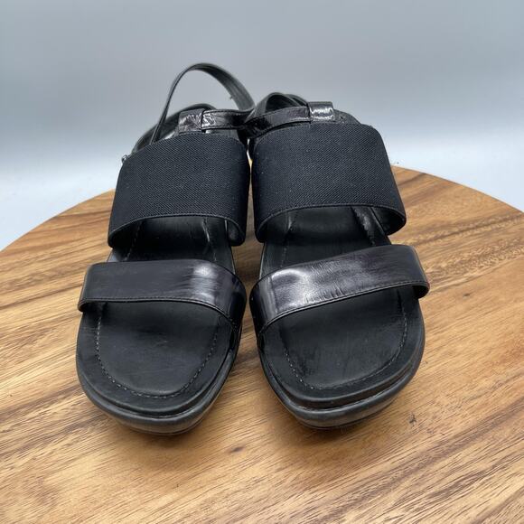 Dansko Sandals Womens 10.5 / 41 Black Wedge Platform Elastic Strap Comfort Shoes - Picture 2 of 8